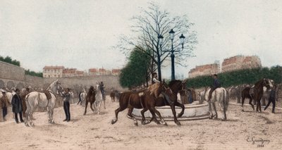 سوق الخيول في باريس (حفر ضوئي ملون) بواسطة إدموند جورج جراندجين