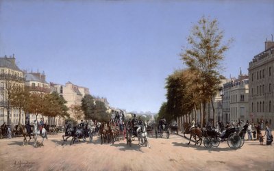 منظر لشارع الشانزليزيه من Place de l'Etoile في باريس ، 1878 بواسطة ادمون جراندجين