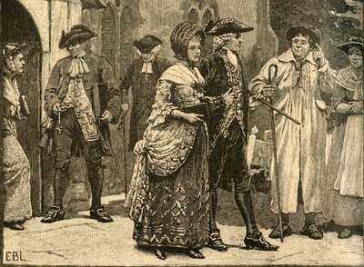 الأزياء في بداية عهد جورج الثالث ، في وقت مبكر 1760s c1890. بواسطة ادموند بلير لايتون