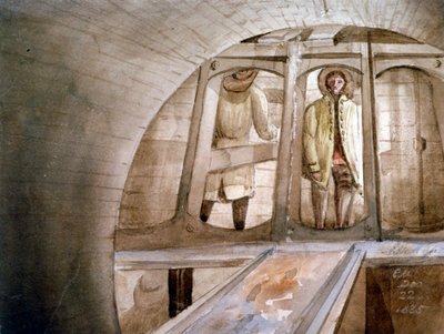 منظر للدرع المستخدم في بناء نفق التايمز ، لندن ، 1835 بواسطة ادموند ماركس
