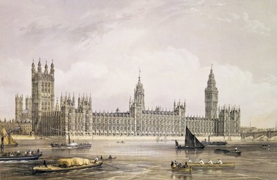 دور البرلمان الجديدة ، نقشت عليها حانة توماس بيكن (fl.1838-d.1870) حانة. 1852 بواسطة Lloyd Bros. und Co. (الطباعة الحجرية) بواسطة إدموند ووكر