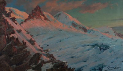 وصل اثنان من متسلقي الجبال إلى Les Grands Mulets (Mont-Blanc massif) (زيت على ورق مقوى) بواسطة إدوارد برون