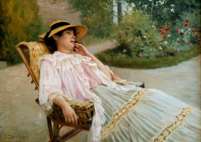 قيلولة مدام إدوارد ديبات بونسون على الشرفة. لوحة لإدوار ديبات بونسان (1847-1913) بواسطة إدوارد ديبات بونسان