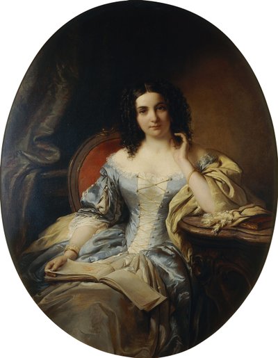 صورة لسيدة جالسة في ثوب أزرق وأبيض ؛ صورة لسيدة جالسة في ثوب أزرق وأبيض ، 1853 بواسطة إدوارد إندر