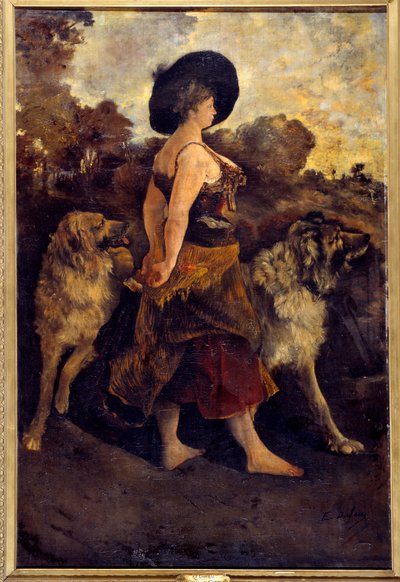 لا كارولا غجرية مع كلابها. رسم إدوارد جاك دوفو (1840-1900) 1878 بواسطة إدوارد جاك دوفو