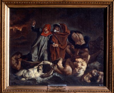 La Barque de Dante ou Dante et Virgile aux تدعم لوحة Edouard Manet (1832-1883) بواسطة Eugene Delacroix. 1854 الأحد. 0.38 X 0.46 م ليون ، متحف الفنون الجميلة. بواسطة إدوارد مانيه