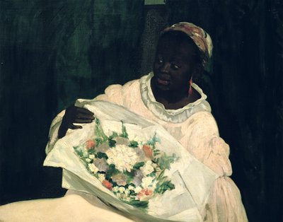 أولمبيا ، تفاصيل الخادم الأسود ، 1863 بواسطة إدوارد مانيه