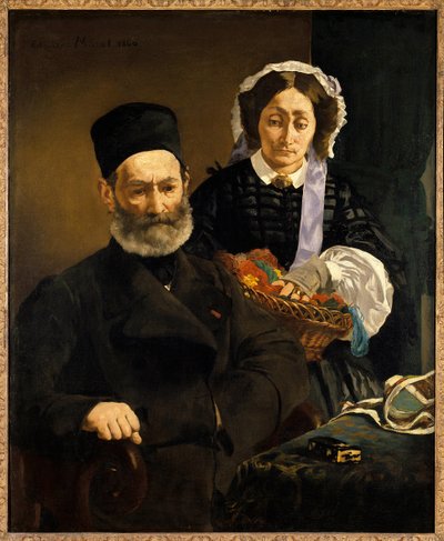 صور للسيد ومدام أوغست مانيه ، والدا الفنان لوحة إدوارد مانيه (1832-1883) 1860 صن. 1،1x0،9 م باريس ، متحف دورسيه بواسطة إدوارد مانيه