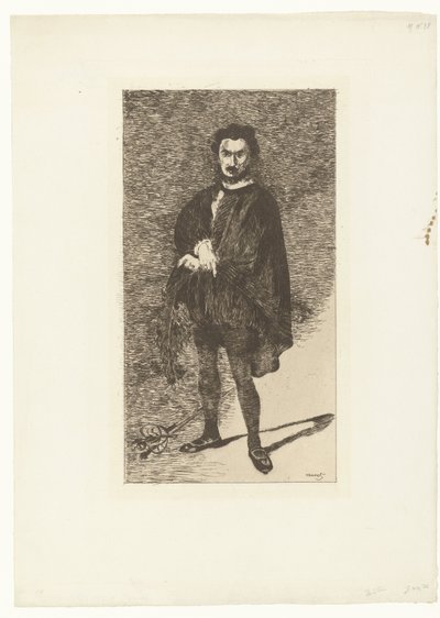 الممثل Portret van Philibert Rouvière في de rol van Hamlet روفيير في دور هاملت الفاعل المأساوي بواسطة إدوارد مانيه