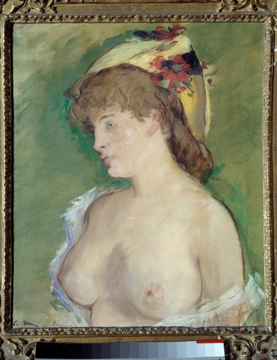الشقراء مع لوحة عارية الصدر إدوارد مانيه (1832-1883) بواسطة إدوارد مانيه