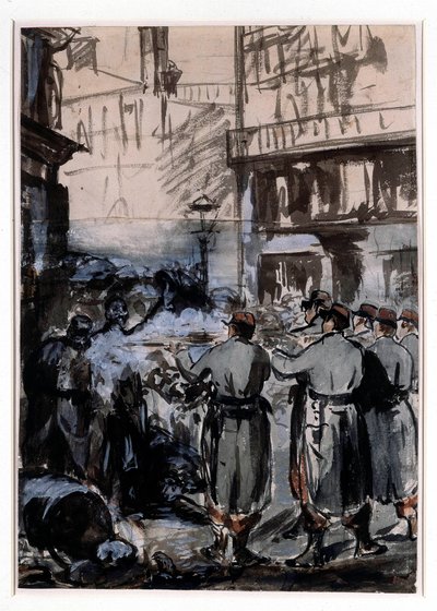مدينة 1871: "" الحاجز "" رسم إدوارد مانيه (1832-1883) 1871 Dim. 46.2 × 32.5 م بواسطة إدوارد مانيه