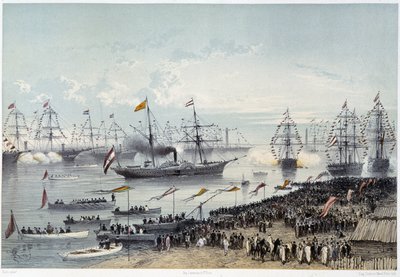 وصول جلالة إمبراطور النمسا إلى بورسعيد في حفل افتتاح قناة السويس بواسطة ج. نيكول. 1869 بواسطة إدوارد ريو