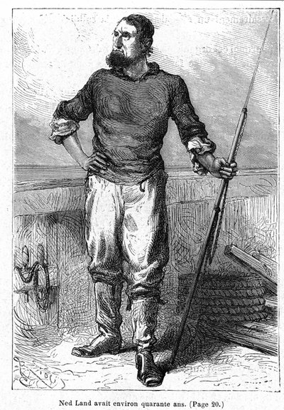 رسم توضيحي لـ "20.000 فرسخ تحت البحار" كتبه Jules Verne بواسطة إدوارد ريو
