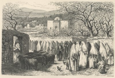 المرابط والموكب: تلمسان ، نقش هنري ثيوفيل هيلديبراند (1824-1897) بواسطة إدوارد ريو