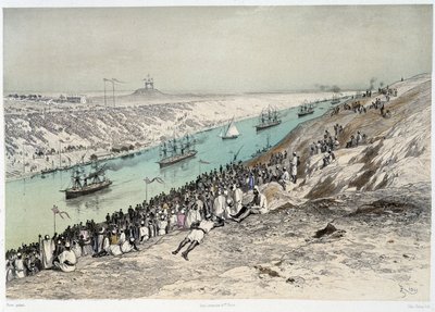 ممر إلى الجسر في افتتاح قناة السويس بواسطة ج. نيكول. 1869 بواسطة إدوارد ريو