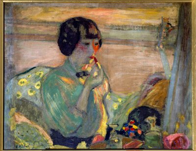 الفنانة الكوميدية الفرنسية مارثي ميلوت (1870-1947) ترتدي مستحضرات التجميل ، القرن العشرين. باريس ، كوميديا الشانزليزيه (زيت على قماش) بواسطة إدوارد فويلارد