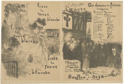 كتيب برنامج الغلاف مع إعلان عن La Revue Blanche والإعلان عن مسرحية Au-dessus des Forces humaines Lisez la Revue blanche Au-dessus des القوات البشرية بواسطة إدوارد فويلارد