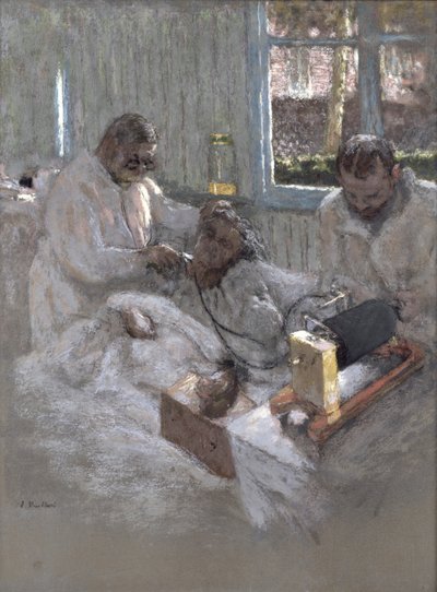 طبيب القلب هنري فاكيز (1860-1936) ومساعده ، دكتور بارفو ، في la Pitie ، c.1918-21 (باستيل على ورق) بواسطة إدوارد فويلارد