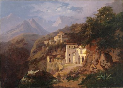 دير Capuchin في كافا (ساليرنو) 1838 (زيت على قماش) بواسطة Edouard de Vigne