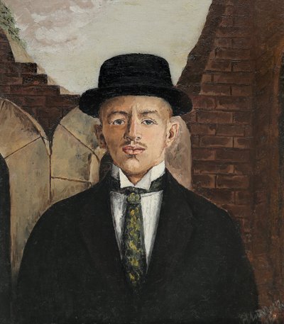 صورة للشاعر فاسيلي كامنسكي 1884-1961 في قبعة ، 1917 بواسطة Eduard Gustavovich Shiman
