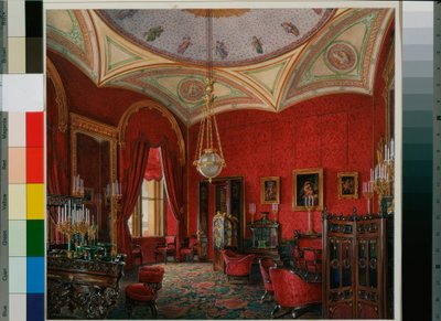 التصميمات الداخلية للقصر الشتوي (Palais d'hiver a Saint Petersbourg): دراسة الإمبراطورة ألكسندرا فيودوروفنا - ألوان مائية على الورق بقلم إدوارد (إدوارد) هاو (1807-1887) - منتصف القرن التاسع عشر - متحف الإرميتاج ، سانت بطرسبرغ بواسطة إدوارد هاو