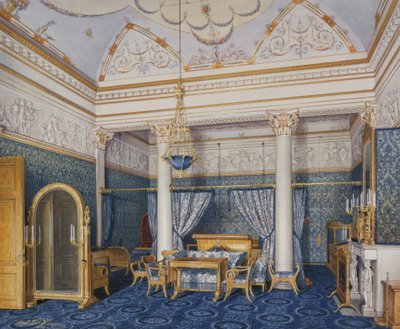 الديكورات الداخلية لقصر الشتاء. حجرة نوم الإمبراطورة ألكسندرا فيودوروفنا ، 1870 بواسطة إدوارد هاو