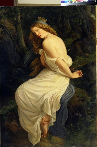أوندين (أوندين). عبقرية المياه في الأساطير الجرمانية مثل حورية أو نياد. رسم إدوارد شتاينبروك (شتاينبروك) (1802-1882). زيت على قماش بواسطة إدوارد شتاينبروك
