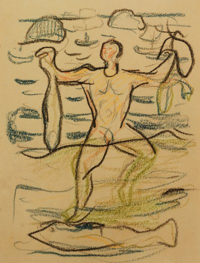 يستحم بالسمك ، ج. 1915-20 (طباشير ملونة) بواسطة إدوارد مونش