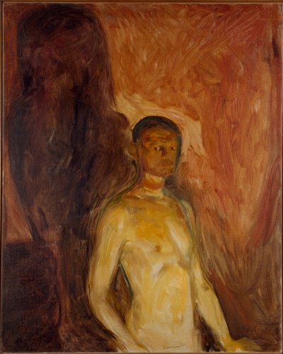 Self Portrait in Hell Painting by Edvard Munch (1863-1944) 1895 approx. Sun. 81,5x65,5 cm Oslo, Kommunes Kunstsamlinger Munch-Museet (Musee Munch) بواسطة إدوارد مونش