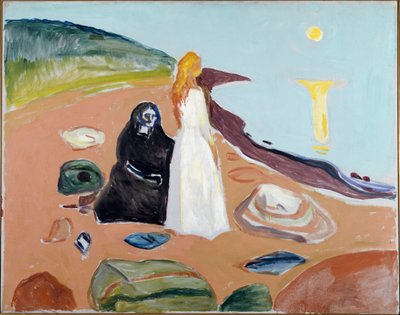 امرأتان على الشاطئ (لوحة ، حوالي 1935) بواسطة إدوارد مونش