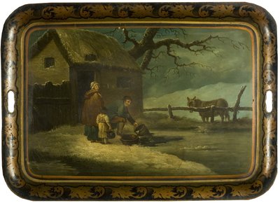 Breaking the Ice, c.1800 (oil on japanned tin tea-tray) بواسطة إدوارد بيرد