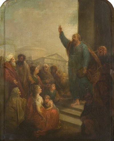 القديس بول يكرز في أثينا (دراسة أو نسخة طبق الأصل مصغرة من مذبح القديس بولس ، ميدان بورتلاند ، بريستول) (زيت على قماش) بواسطة إدوارد بيرد