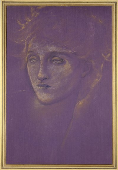 رأس امرأة ، 1890 (طلاء ذهبي على أرضية أرجوانية) بواسطة إدوارد بورن جونز