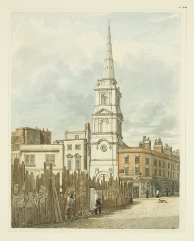 Christ Church from the Exchange with the site cleared from the building of the New Council House (pencil & watercolor on paper) بواسطة إدوارد كاشين