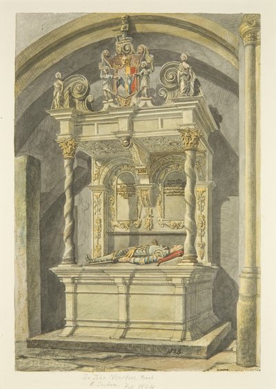Monument to Sir John Newton, Bart., in Bristol Cathedral (pencil & watercolor on paper) بواسطة إدوارد كاشين