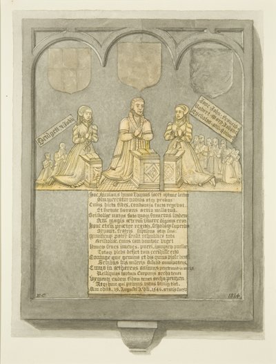 Thorne's Monumental Brass في كنيسة St Werburgh (قلم رصاص وألوان مائية على ورق) بواسطة إدوارد كاشين