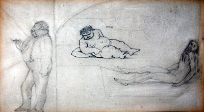 ويليام موريس والفنان في حمام بخار ، حوالي 1890 (قلم رصاص على ورق) بواسطة إدوارد كولي بورن جونز