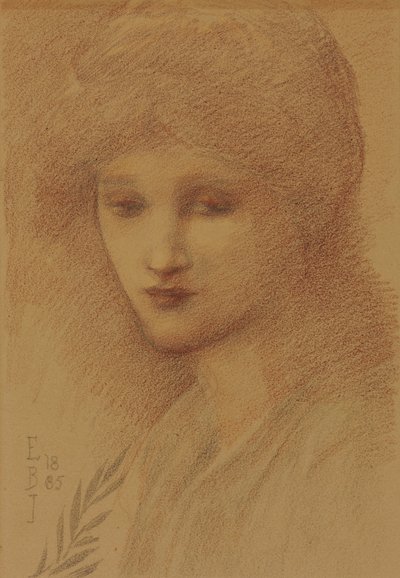 صورة لورا ليتلتون ، ني تينانت ، مع عينيها downcast ، 1885 بواسطة Edward Burne Jones
