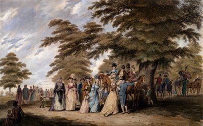 تهوية في هايد بارك ، 1796 نقش ملون بواسطة إدوارد دايز