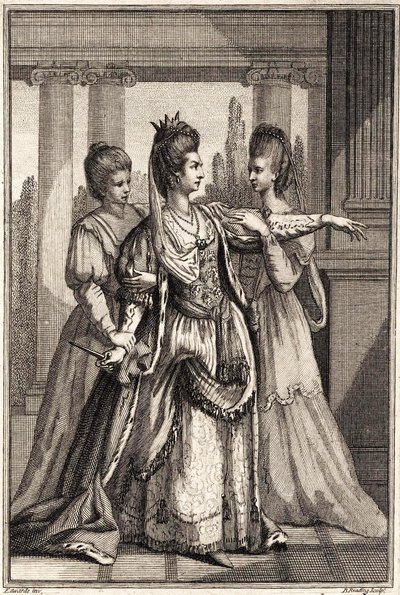 ماري آن ياتيس مثل كليوباترا في Drydens All for Love c.1778 بواسطة إدوارد إدواردز