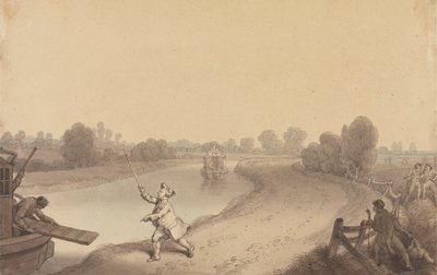 قناة بادينغتون: الملتقى في Wormwood Scrubs ، مع مسافر يشيد بقارب ممر أوكسبريدج بواسطة إدوارد فرانسيس بورني