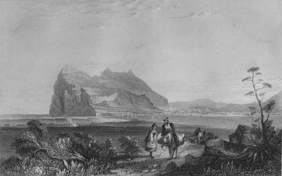 جبل طارق. من برج الإشارة السفلي عند سفح كرسي ملكة إسبانيا ، 1840 بواسطة إدوارد فرانسيس فايند