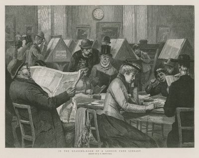 في غرفة القراءة في مكتبة لندن المجانية بواسطة Edward Frederick Brewtnall