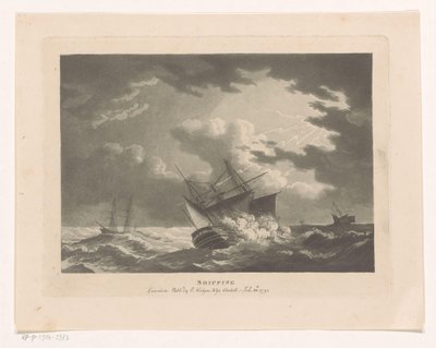 السفن في عاصفة رعدية في البحر الشحن (العنوان على الجسم) المناظر البحرية (عنوان السلسلة) بواسطة إدوارد هيدجز