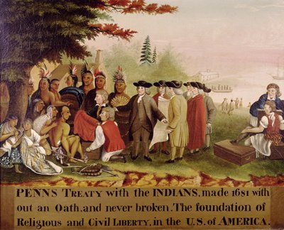 معاهدة بين مع الهنود عام 1682 ، ج .1840 بواسطة إدوارد هيكس