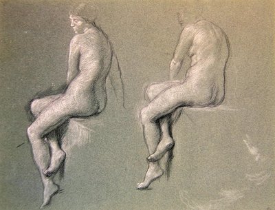 دراسات لـ "The Champion Swimmer" حوالي عام 1914 (طباشير على ورق) بواسطة إدوارد جون بوينتر