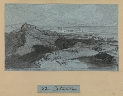 كاتانيا ، من مناظر صقلية (طباشير وغواش على ورق أزرق) بواسطة إدوارد لير