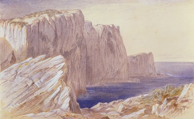 Sapphos Leap (Leucatas) Lefkas (مرحاض فوق قلم رصاص مرتفع مع أبيض على ورق) بواسطة إدوارد لير