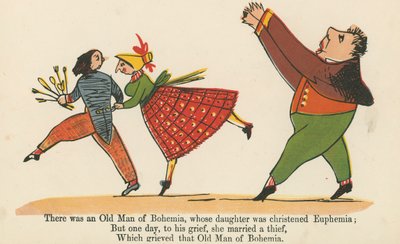 كان هناك رجل عجوز من بوهيميا ، ابنته التي تم تعميدها Euphemia ، من "كتاب هراء" ، نشره فريدريك وارن وشركاه ، لندن ، c.1875 بواسطة إدوارد لير