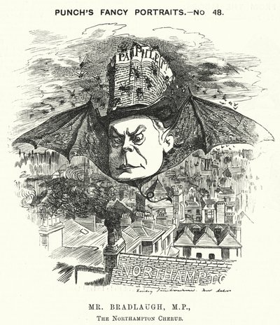 Punch cartoon: Charles Bradlaugh, English Liberal politician and atheist (engraving) بواسطة إدوارد لينلي (بعد) سامبورن